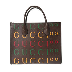GUCCI Tote Bag 100 Anniversary Brown Leather Handbag
